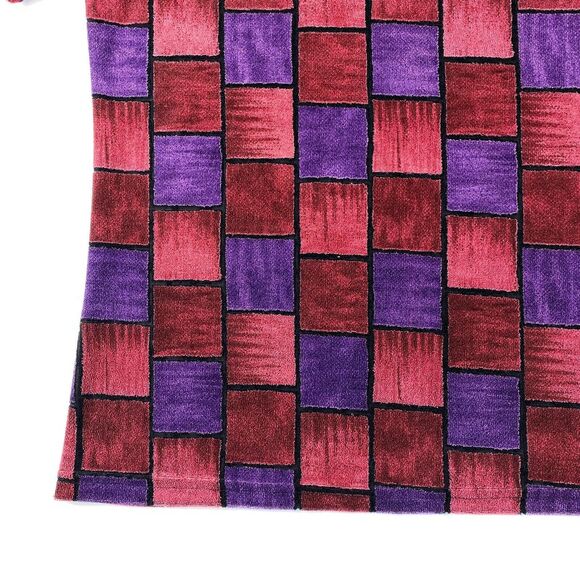 VTG 90's Notations Velvet Geometric Red Purple Womens XL Boxy Blouse Artsy Funky - Picture 3 of 11